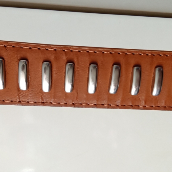 Free w/addtl purchase. Gently used Cognac Colored Silver Studded Belt. - Picture 2 of 8